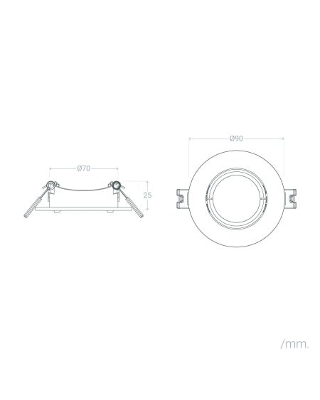 Collerette Downlight Ronde Orientable pour Ampoule LED GU10/GU5.3 Coupe Ø 70mm