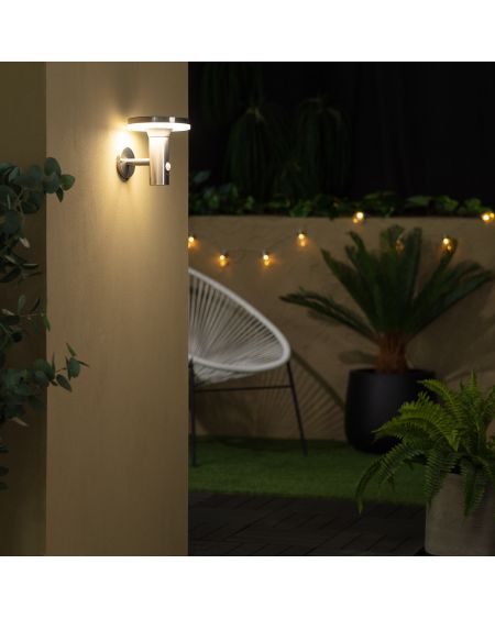Applique Murale LED Extérieure Solaire Inox Helios avec Détecteur de Présence PIR