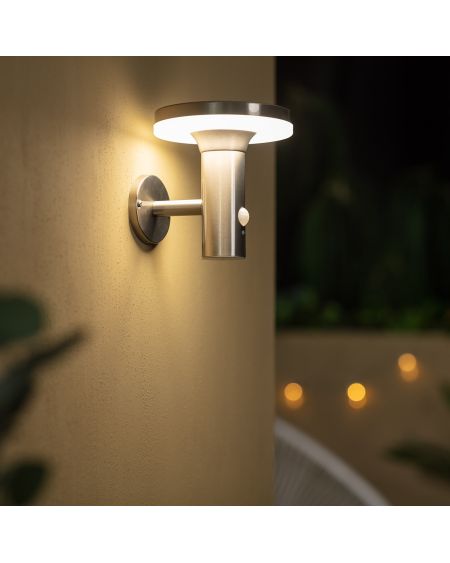 Applique Murale LED Extérieure Solaire Inox Helios avec Détecteur de Présence PIR