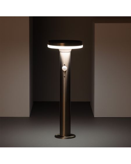 Balise LED Solaire Extérieure Helios Inox 6W en Saillie sur Pied 45cm avec Détecteur de Mouvement Helios Inox