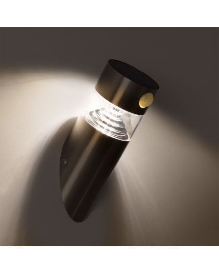Applique Murale LED Extérieure Solaire Inti Inox avec Détecteur de Présence PIR