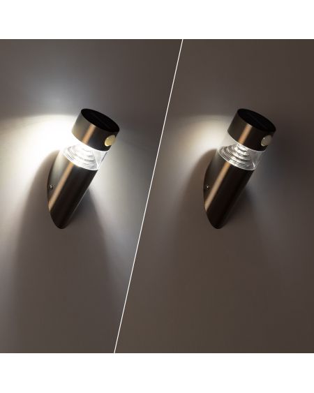 Applique Murale LED Extérieure Solaire Inti Inox avec Détecteur de Présence PIR