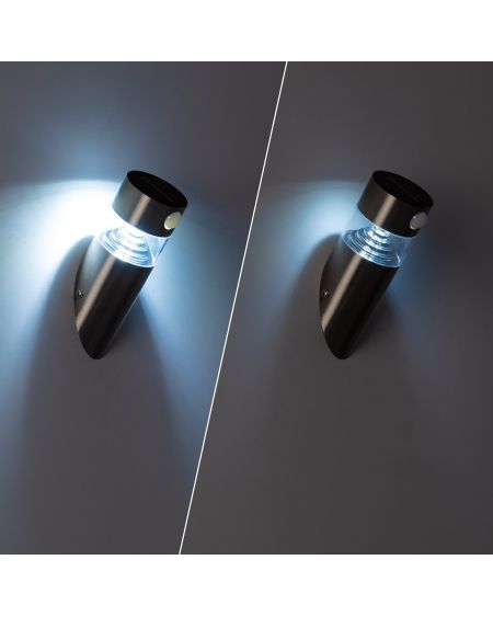 Applique Murale LED Extérieure Solaire Inti Inox avec Détecteur de Présence PIR