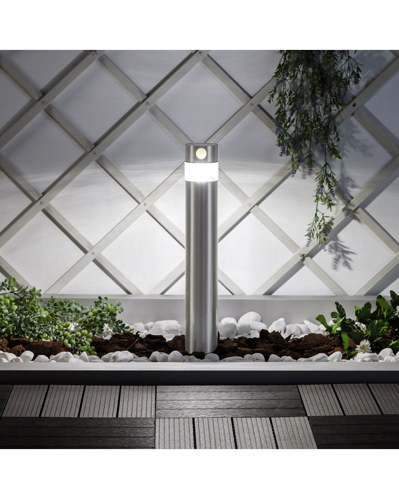 Balise Solaire LED Extérieure 1.5W en Saillie sur Pied 50cm avec Détecteur de Mouvement Inti Inox