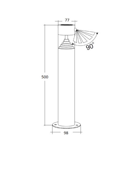 Balise Solaire LED Extérieure 1.5W en Saillie sur Pied 50cm avec Détecteur de Mouvement Inti Inox