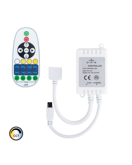 Contrôleur Variateur Ruban LED 12V DC CCT Selectionnable avec Télécommande IR