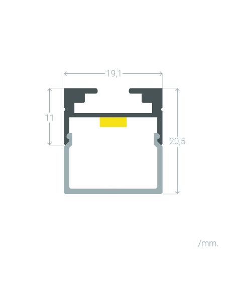 Profilé Aluminium Suspendu 1m pour Ruban LED Jusqu'à 17mm