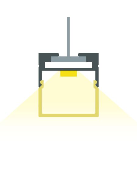Profilé Aluminium Suspendu 1m pour Ruban LED Jusqu'à 17mm