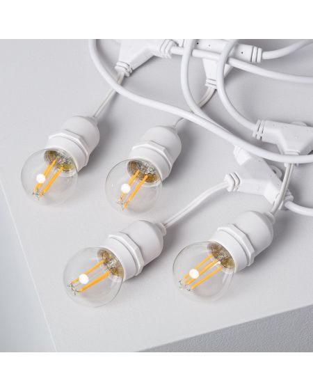 Kit Guirlande Waterproof 5.5m Blanche + 8 Ampoules LED E27 Filament 4W