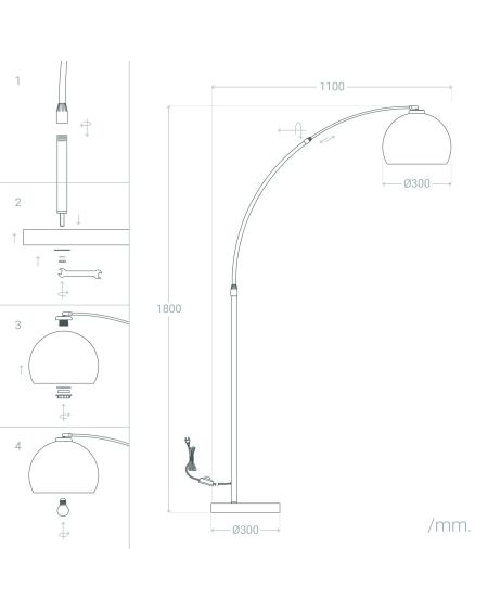 Lampadaire Gebogen