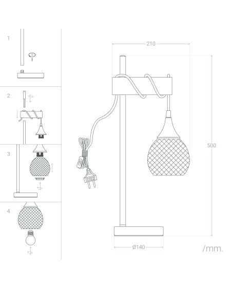 Lampe à Poser Métal et Bois Monah