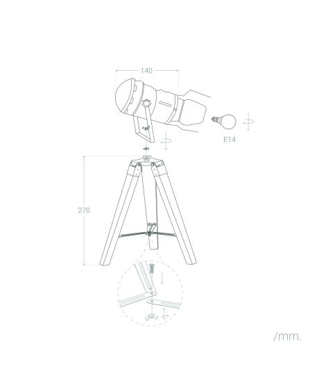 Lampe à Poser Métal et Bois Cinema Kurangna XS