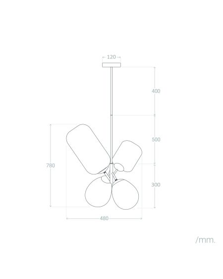 Suspension Métal et Verre Papallona