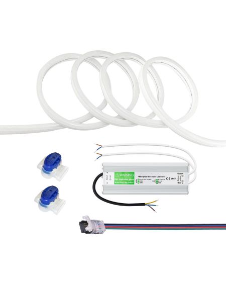 Kit Ruban Néon LED 24V DC 120LED/m 5m IP65 avec Bloc d'Alimentation
