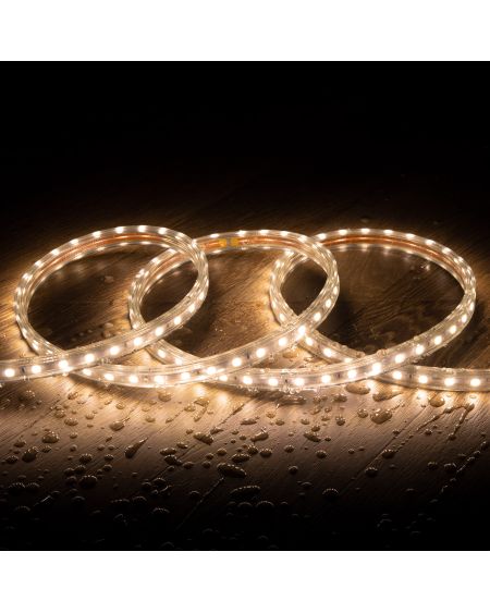 Ruban LED 220V AC 60LED/m Blanc Chaud IP65 sur Mesure Largeur 14mm Coupe tous les 100cm