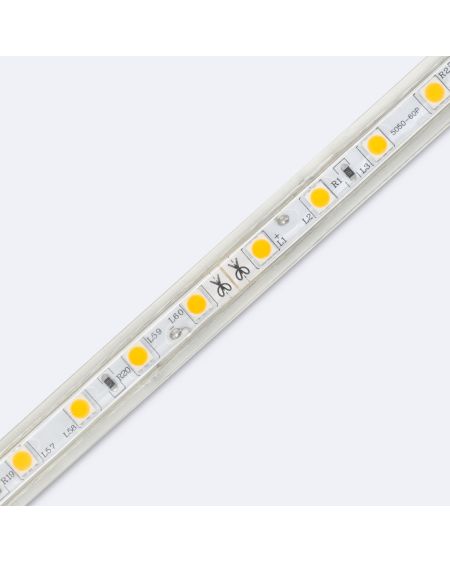 Ruban LED 220V AC 60LED/m Blanc Chaud IP65 sur Mesure Largeur 14mm Coupe tous les 100cm