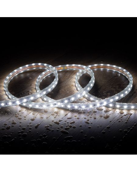 Ruban LED 220V AC 60LED/m Blanc Froid IP65 sur Mesure Largeur 14mm Coupe tous les 100cm