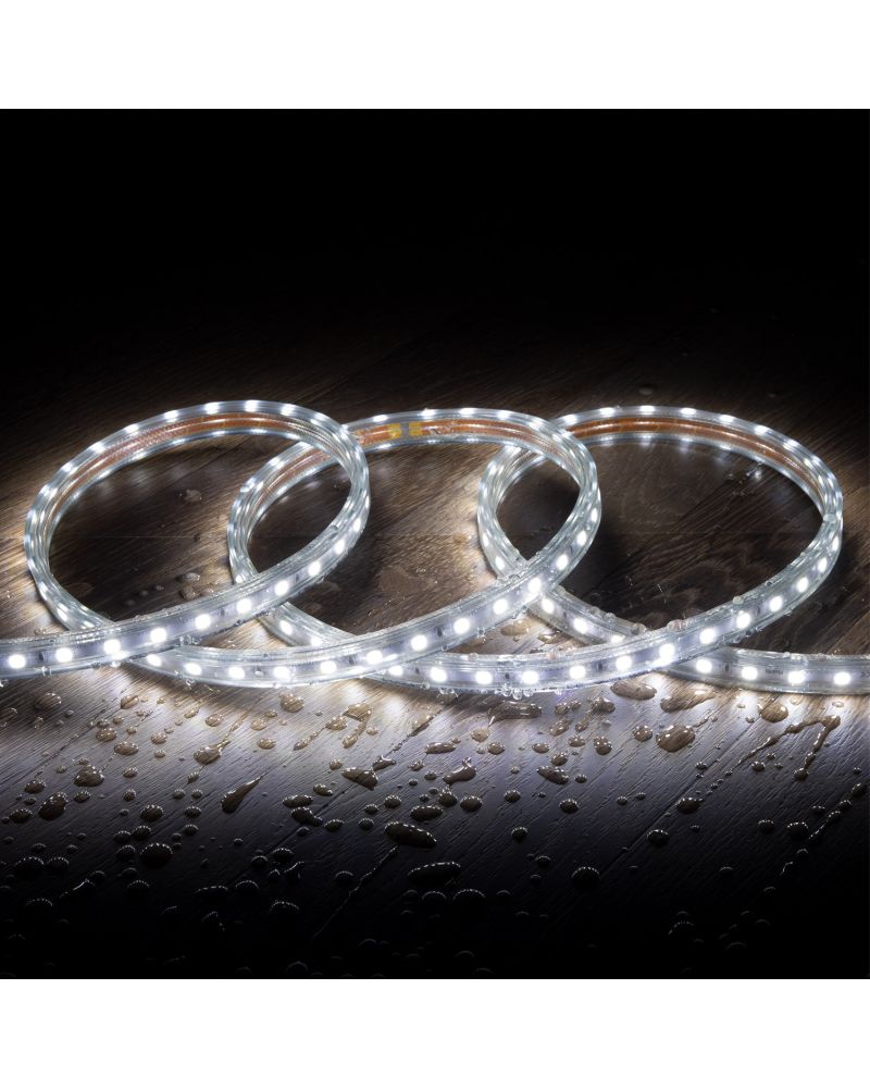 Ruban LED 220V AC 60LED/m Blanc Froid IP65 sur Mesure Largeur 14mm Coupe tous les 100cm