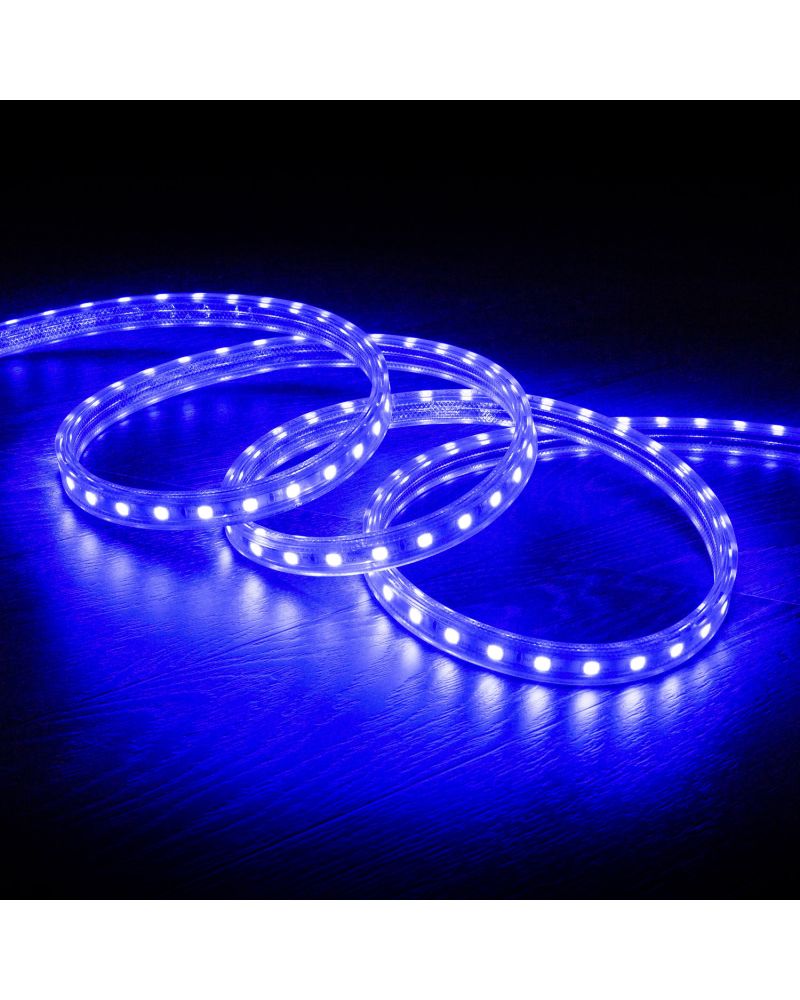 Ruban LED 220V AC 60LED/m Bleu IP65 sur Mesure Largeur 14mm Coupe tous les 100cm