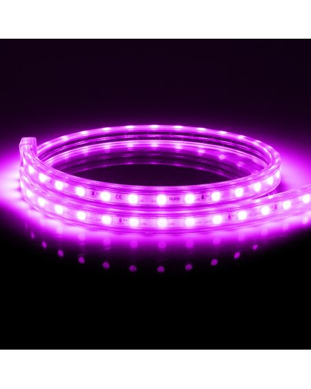 Ruban LED 220V AC 60LED/m Rose IP65 sur Mesure Largeur 14mm Coupe tous les 100cm