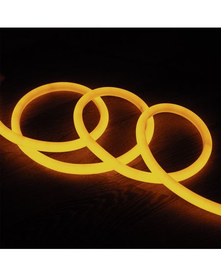 Néon LED Flexible 360º Rond Dimmable 120LED/m 220V AC Jaune IP67 sur Mesure Coupe tous les 100cm