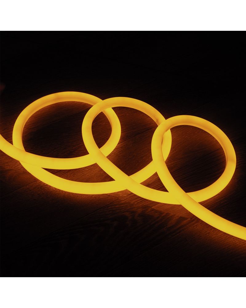 Néon LED Flexible 360º Rond Dimmable 120LED/m 220V AC Jaune IP67 sur Mesure Coupe tous les 100cm