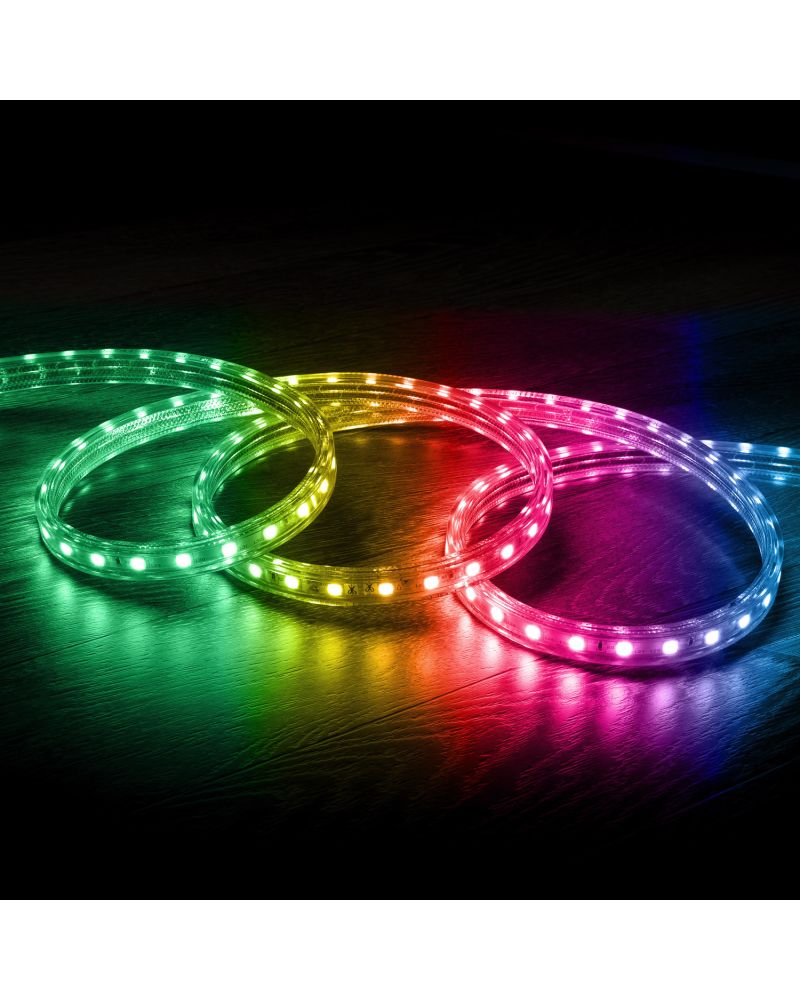 Ruban LED 220V AC 60LED/m RGB IP65 sur Mesure Largeur 16mm Coupe tous les 100cm