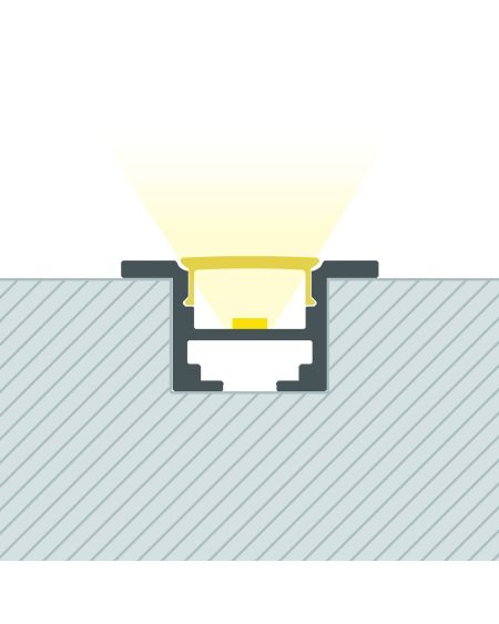 Profilé Aluminium Encastré Plafond avec Clips 1m pour Rubans LED jusqu'à 12mm