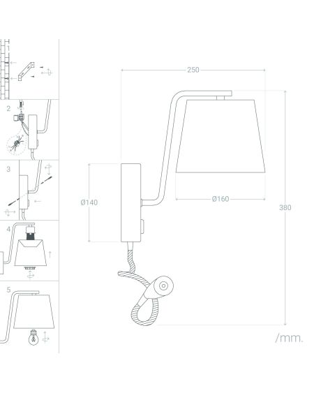 Lampe Murale Métal Kuomba avec Flex LED de Lecture