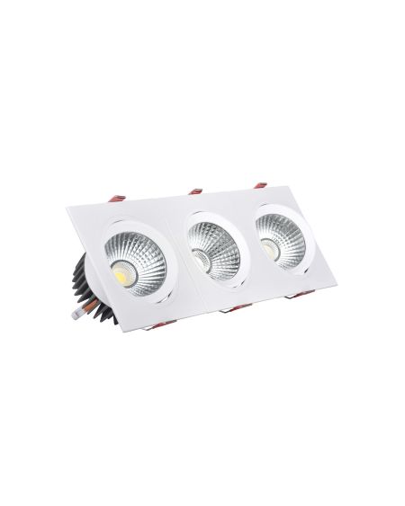 Spot LED Downlight Rectangulaire Triple New Madison 15W Coupe 255x75 mm