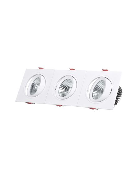 Spot LED Downlight Rectangulaire Triple New Madison 15W Coupe 255x75 mm