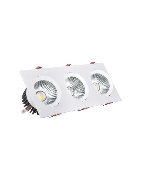 Spot LED Downlight Rectangulaire Triple New Madison 30W Coupe 315x95 mm
