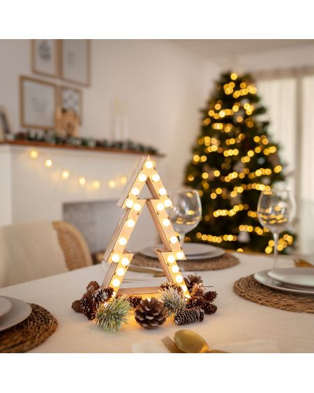 Sapin de Noël LED Bois à Piles Gaspar