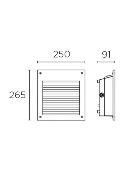 Balise LED Extérieure 20W Encastrable au Mur Micenas Square Gris Urbain LEDS-C4 05-9885-Z5-CL