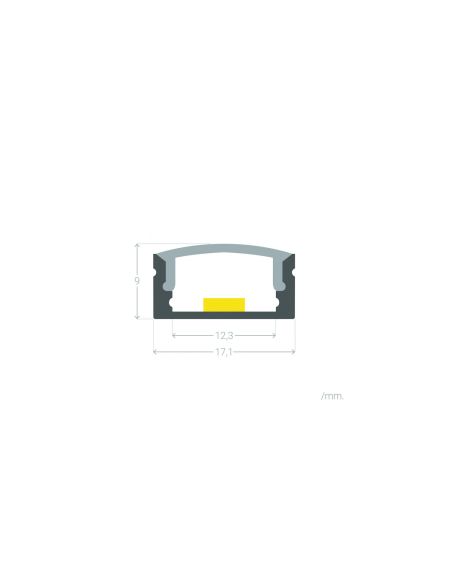Profilé Aluminium en Saillie avec Capot Continu pour Ruban LED jusqu'à 12mm