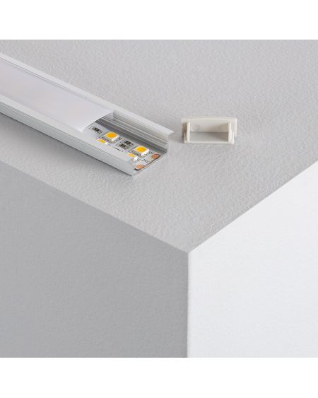 Profilé Aluminium Encastrable avec Capot Continu pour Double Ruban LED jusqu'à 18mm