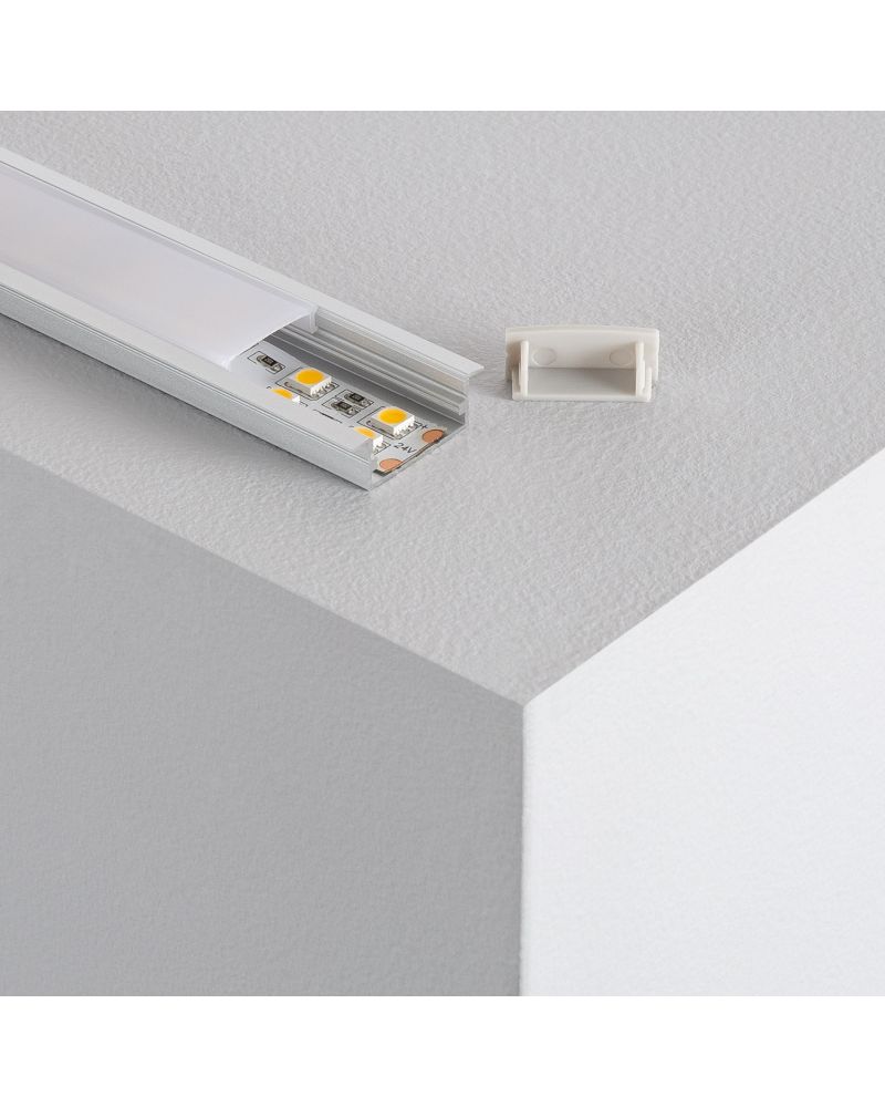 Profilé Aluminium Encastrable avec Capot Continu pour Double Ruban LED jusqu'à 18mm