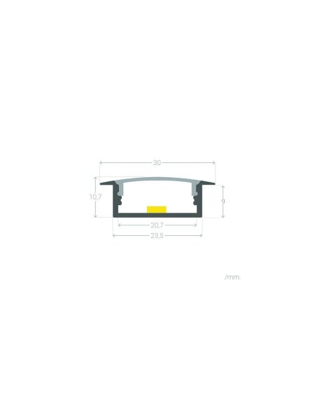 Profilé Aluminium Encastrable avec Capot Continu pour Double Ruban LED jusqu'à 18mm