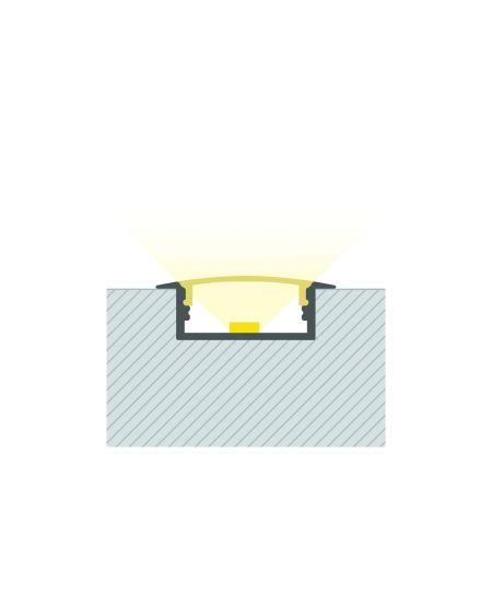 Profilé Aluminium Encastrable avec Capot Continu pour Double Ruban LED jusqu'à 18mm