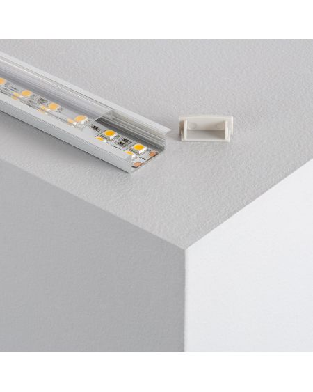 Profilé Aluminium Encastrable avec Capot Continu pour Double Ruban LED jusqu'à 18mm