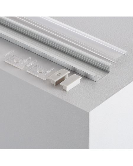 Profilé Aluminium Encastrable avec Capot Continu pour Double Ruban LED jusqu'à 18mm
