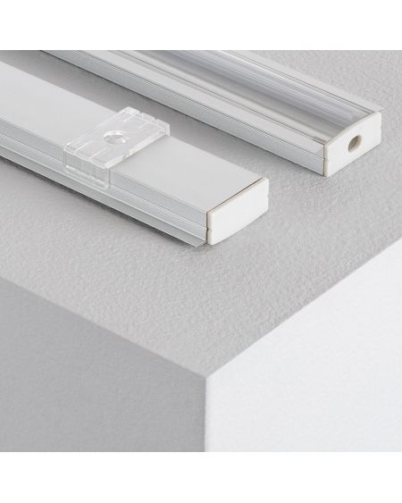 Profilé Aluminium Encastrable avec Capot Continu pour Double Ruban LED jusqu'à 18mm