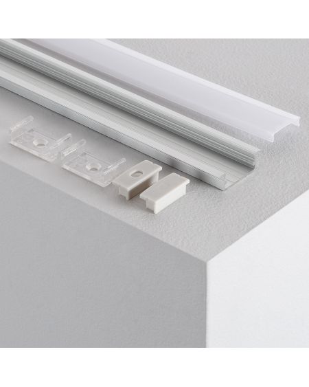 Profilé Aluminium Encastrable avec Capot Continu pour Double Ruban LED jusqu'à 18mm