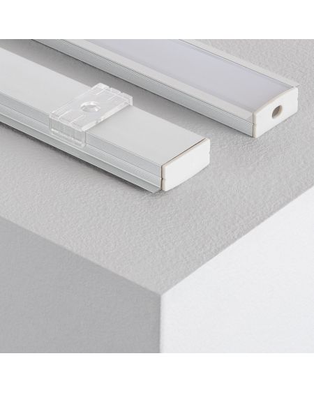 Profilé Aluminium Encastrable avec Capot Continu pour Double Ruban LED jusqu'à 18mm