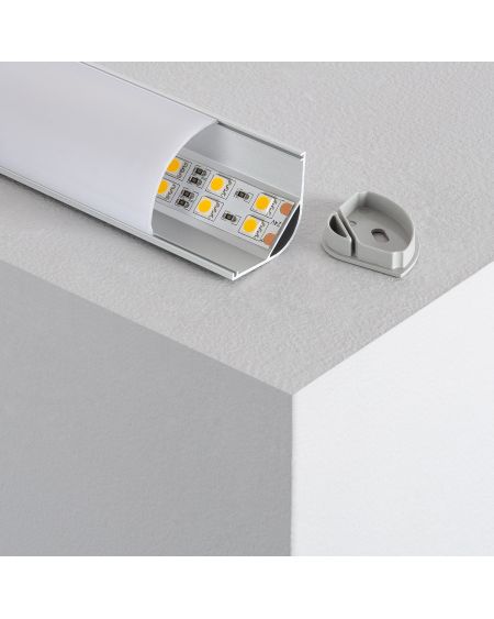 Profilé Aluminium pour Angle avec Capot Continu pour Ruban LED jusqu'à 20mm