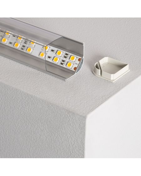 Profilé Aluminium pour Angle avec Capot Continu pour Ruban LED jusqu'à 20mm