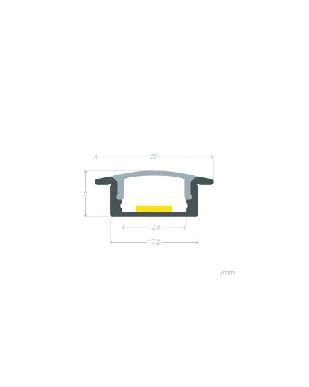 Profilé Aluminium Encastrable avec Capot Continu pour Ruban LED jusqu'à 12mm