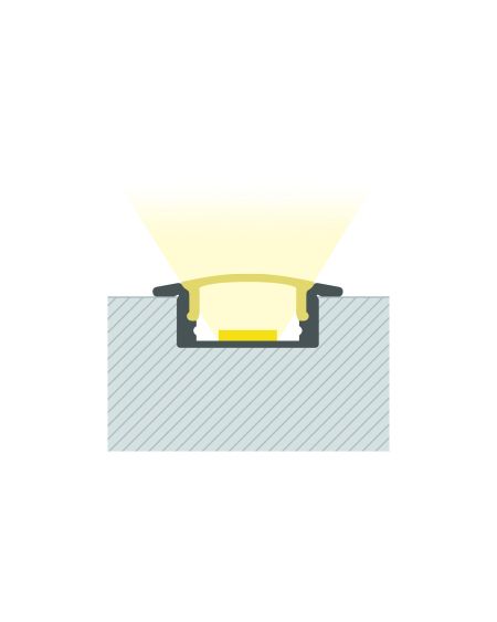Profilé Aluminium Encastrable avec Capot Continu pour Ruban LED jusqu'à 12mm
