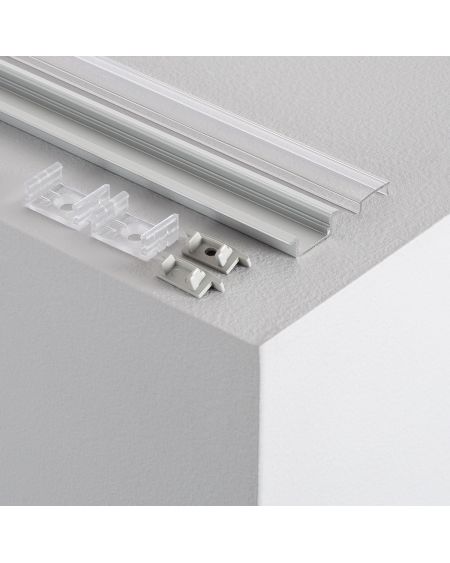 Profilé Aluminium Encastrable avec Capot Continu pour Ruban LED jusqu'à 12mm