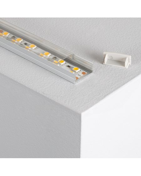 Profilé Aluminium en Saillie avec Capot Continu pour Double Ruban LED jusqu'à 20mm